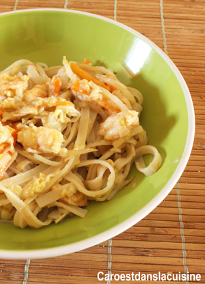 Pad thai aux crevettes accueil